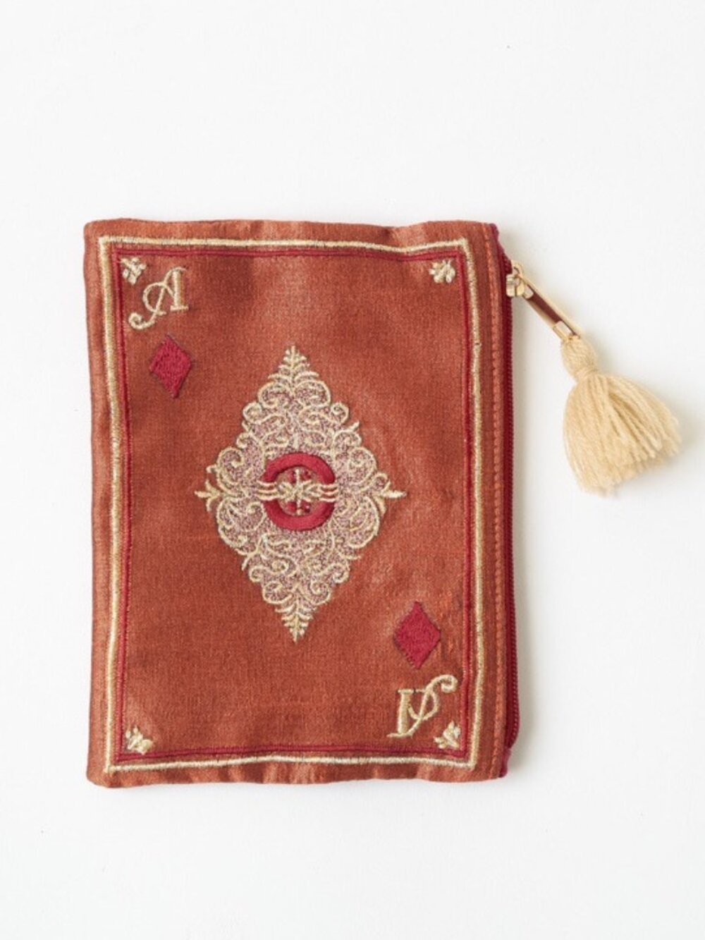 Bohemian Embroidered Poker Pattern Cosmetic Bag, Diamond Pattern